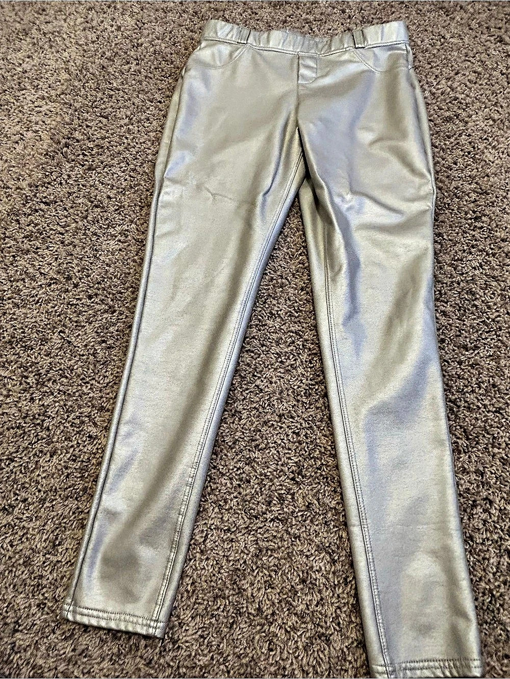 Silver Metallic Skinny Pants